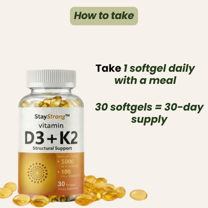StayStrong™ Vitamin D3 + K2 (MK-7) Softgels