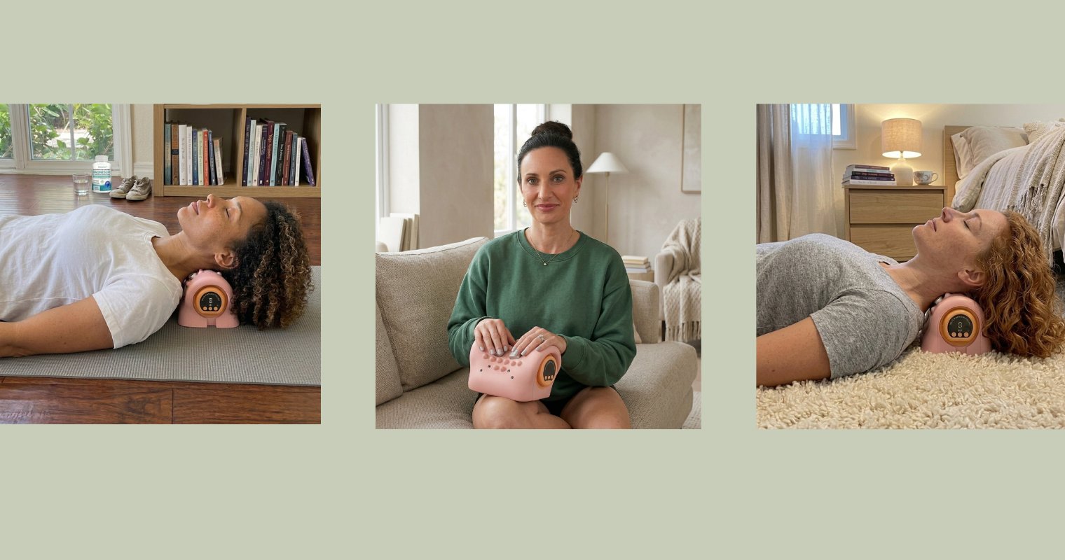 Three women in different settings using the NeXo device comfortably